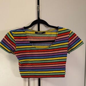Motel Rocks pride rainbow stripe crop top